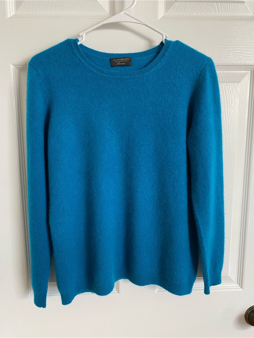 Charter Club Luxury 100% Cashmere Crewneck Sweater – Teal Blue